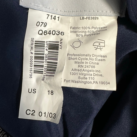 Women's Alfred Angelo Navy Maxi Dress Size 18 Wedding Formal Chiffon Prom Plus - Picture 6 of 12